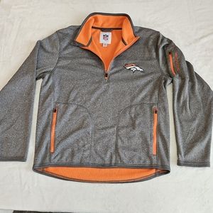 NFL Mens Denver Broncos Long Sleeve 1/4 Zip Pullover Gray Size Med